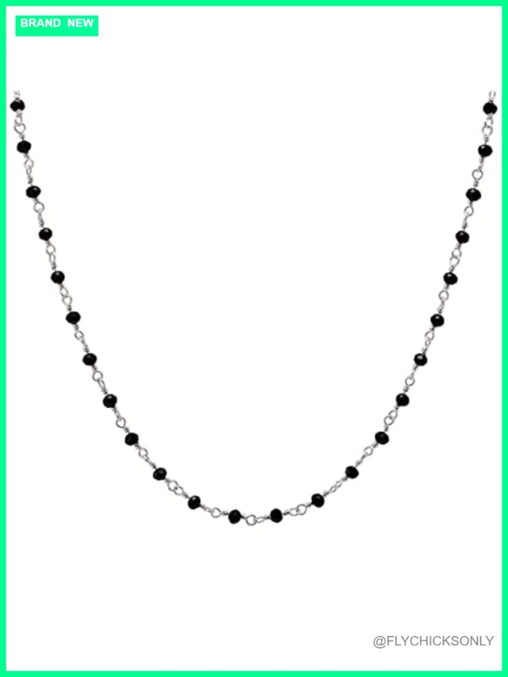Wire Wrapped Black Onyx Beaded Chain Necklace 20 inch